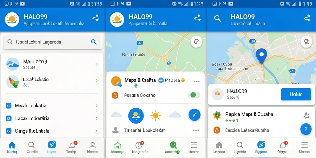 Tampilan antarmuka aplikasi Lacak Lokasi HALO99 yang intuitif.