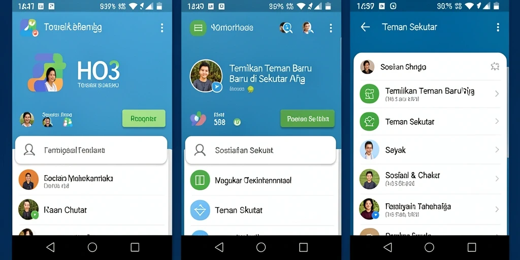 Tampilan antarmuka aplikasi HO3 untuk Teman Sekitar.