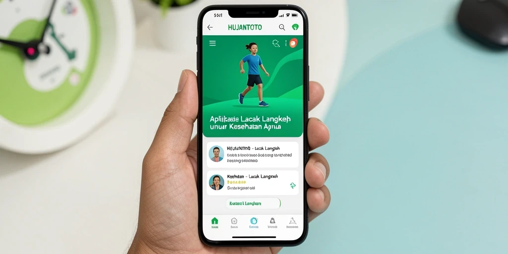 Antarmuka HUJANTOTO menampilkan pelacakan langkah yang mudah dipahami.