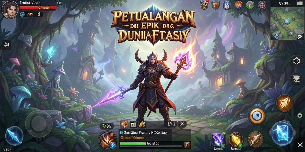 Screenshot menampilkan petualangan epik dalam V89 dengan karakter beraksi.